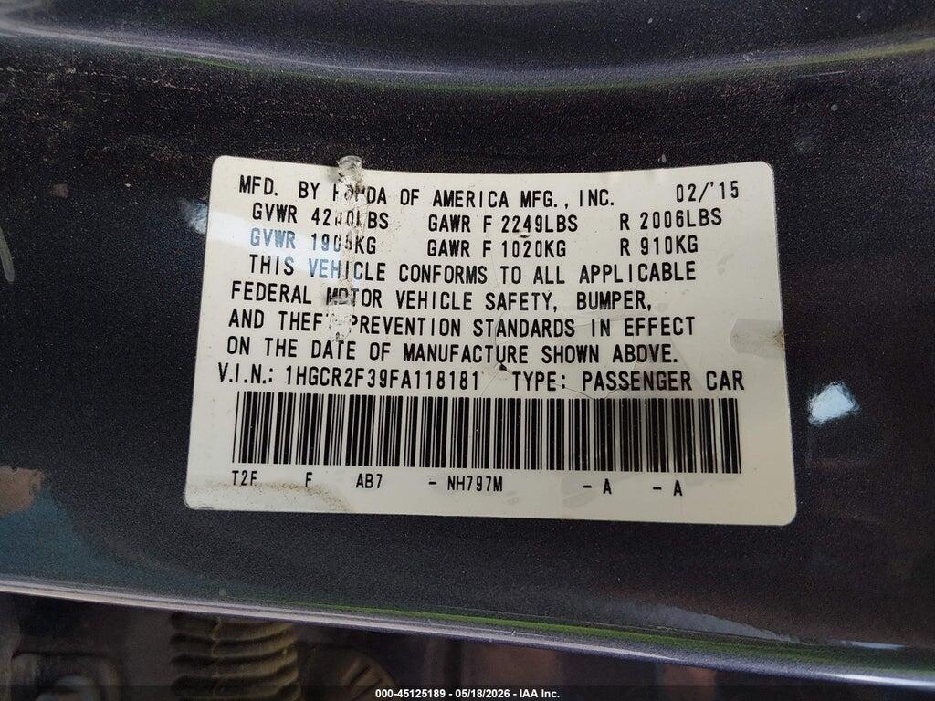 1HGCR2F39FA118181 2015 HONDA ACCORD photo no. 9