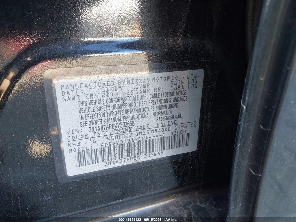3N1AB7AP8KY303655 2019 NISSAN SENTRA photo no. 9