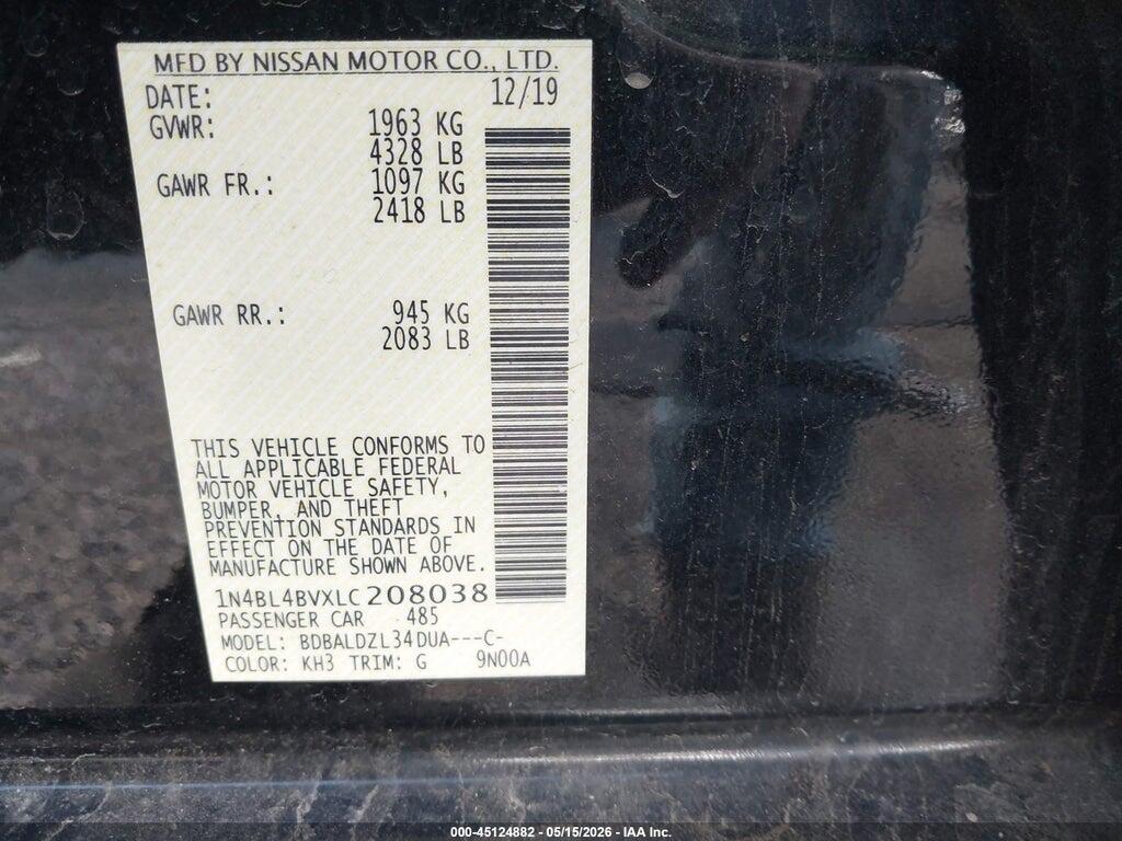 1N4BL4BVXLC208038 2020 NISSAN ALTIMA photo no. 9