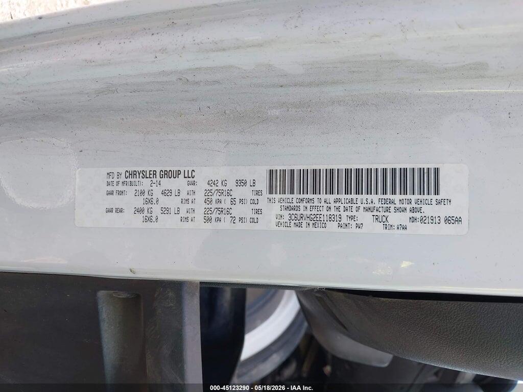 3C6URVHG2EE118319 2014 RAM PROMASTER 3500 photo no. 9
