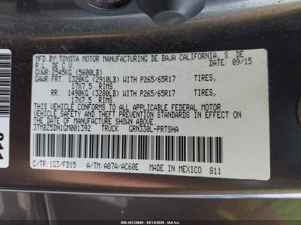 3TMBZ5DN1GM001392 2016 TOYOTA TACOMA photo no. 9