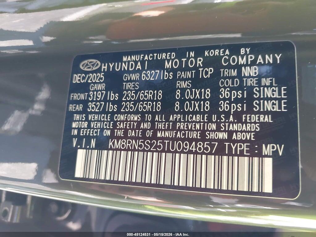 KM8RN5S25TU094857 2026 HYUNDAI PALISADE photo no. 9