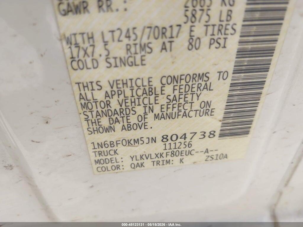 1N6BF0KM5JN804738 2018 NISSAN NV CARGO NV1500 photo no. 9