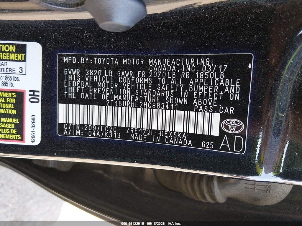 2T1BURHE2HC883411 2017 TOYOTA COROLLA photo no. 9
