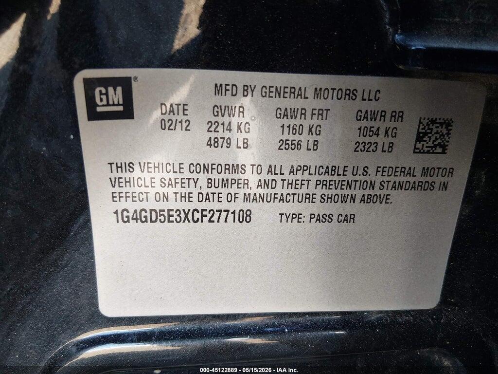1G4GD5E3XCF277108 2012 BUICK LACROSSE photo no. 9