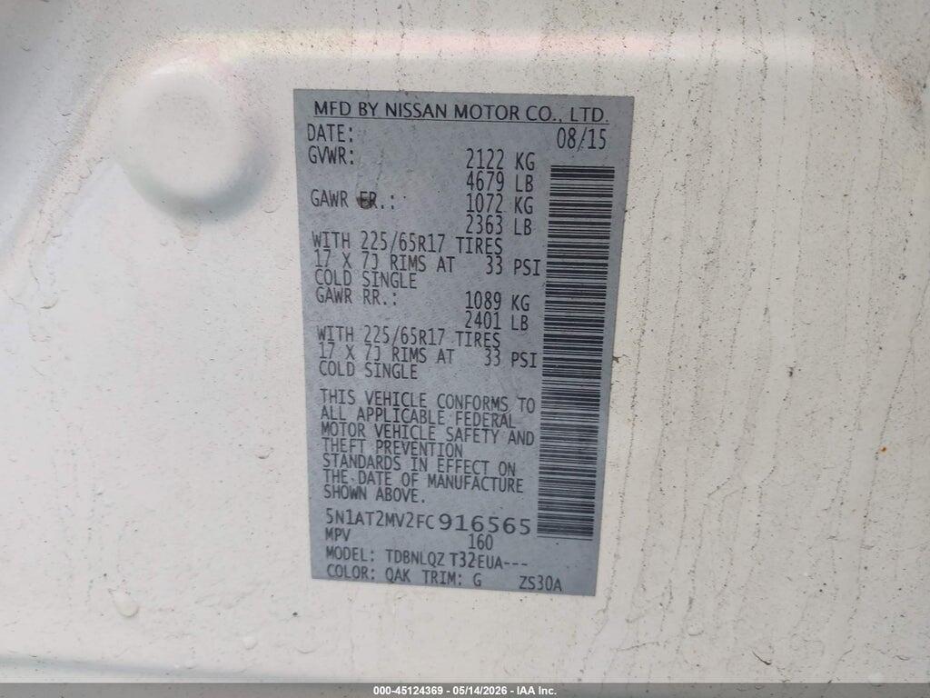 5N1AT2MV2FC916565 2015 NISSAN ROGUE photo no. 9