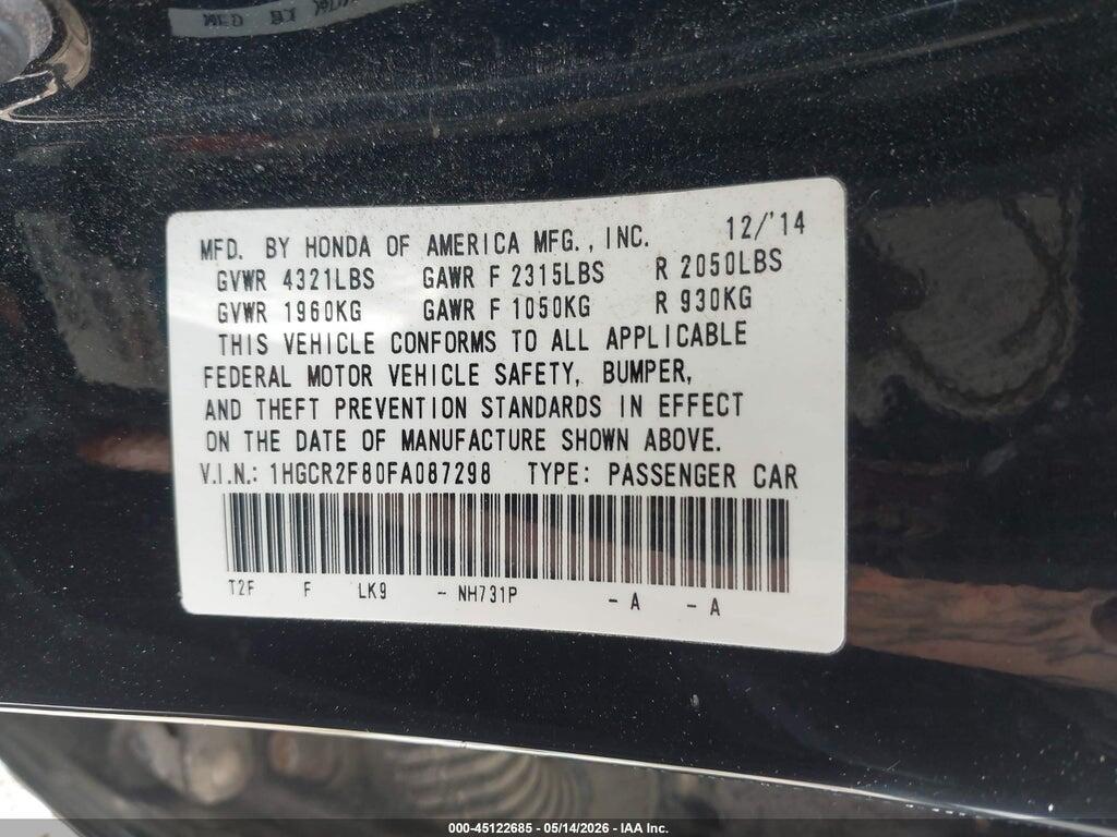 1HGCR2F80FA087298 2015 HONDA ACCORD photo no. 9