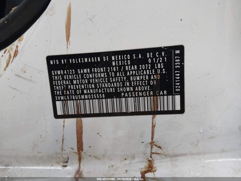 3VWC57BU5MM035558 2021 VOLKSWAGEN JETTA photo no. 9