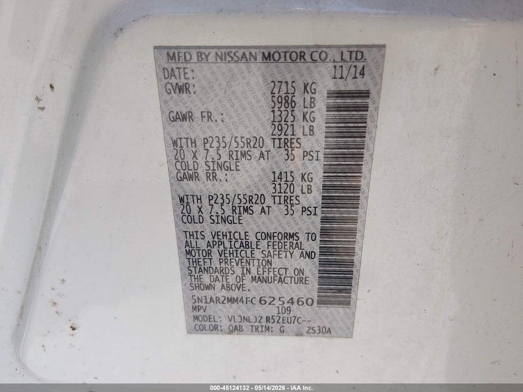 5N1AR2MM4FC625460 2015 NISSAN PATHFINDER photo no. 9