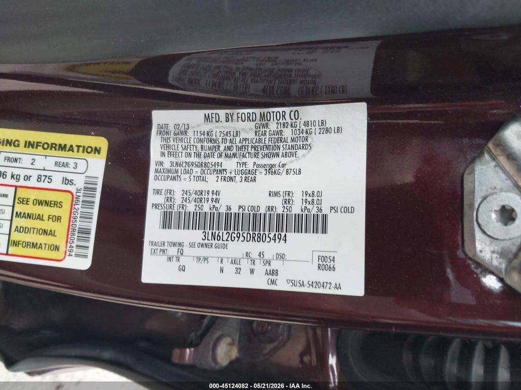 3LN6L2G95DR805494 2013 LINCOLN MKZ photo no. 9