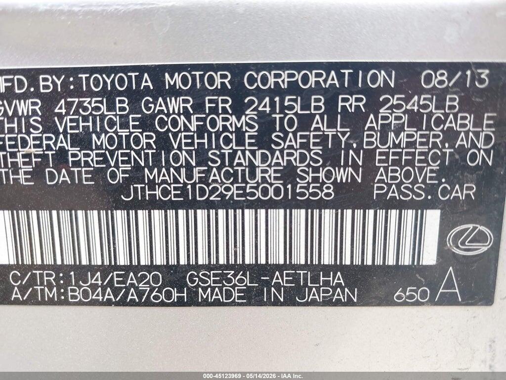 JTHCE1D29E5001558 2014 LEXUS IS 350 photo no. 9