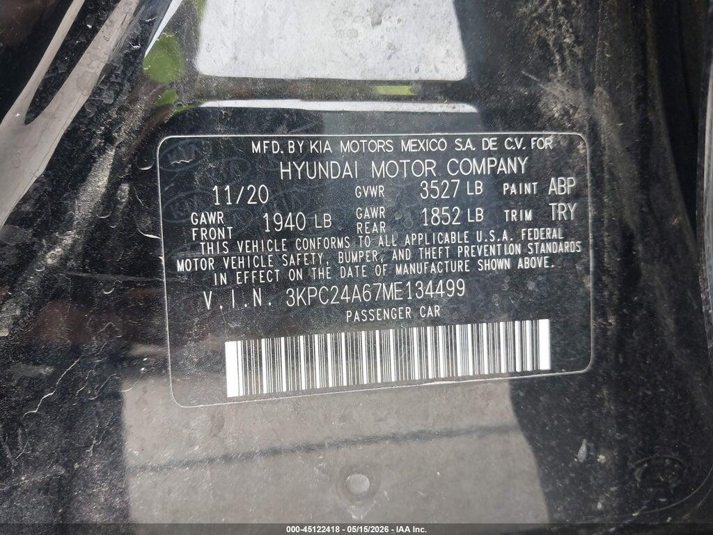 3KPC24A67ME134499 2021 HYUNDAI ACCENT photo no. 9