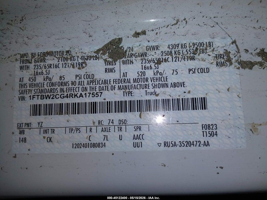 1FTBW2CG4RKA17557 2024 FORD TRANSIT-350 photo no. 9