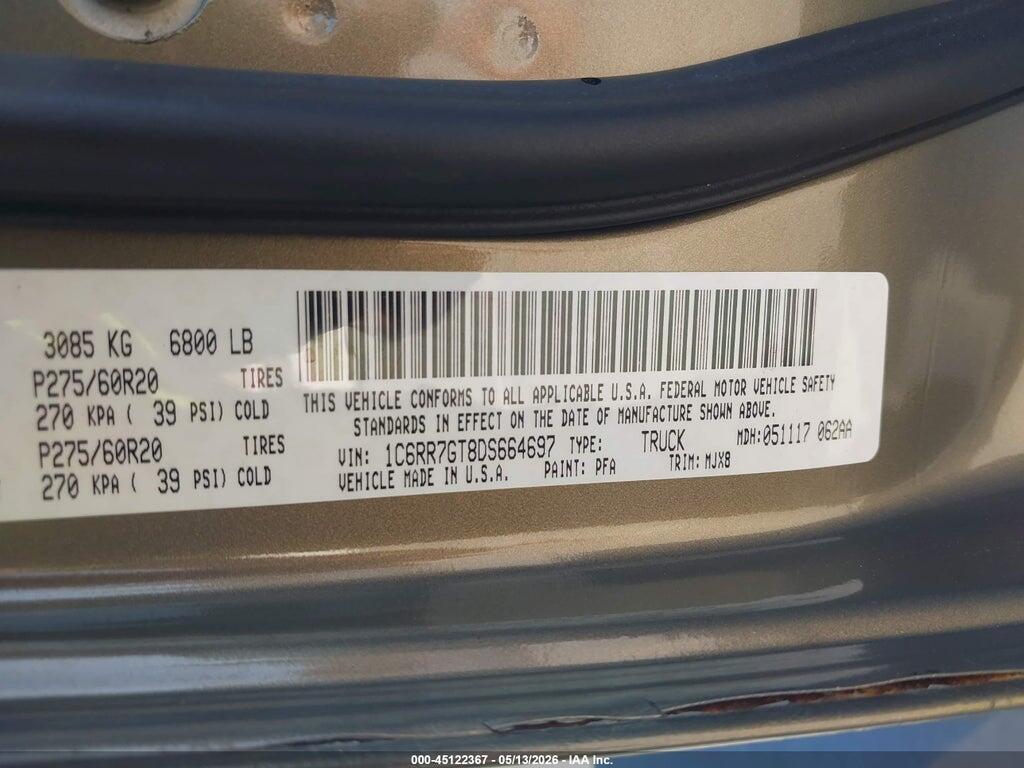 1C6RR7GT8DS664697 2013 RAM 1500 photo no. 9