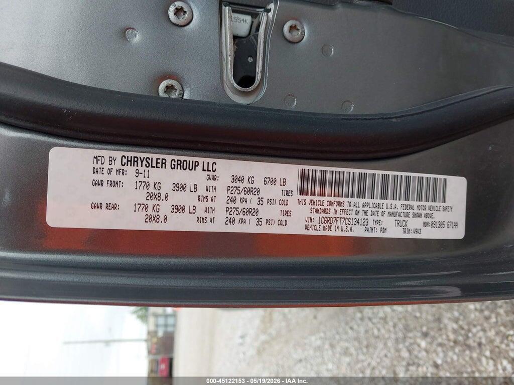 1C6RD7FT7CS134123 2012 RAM 1500 photo no. 9