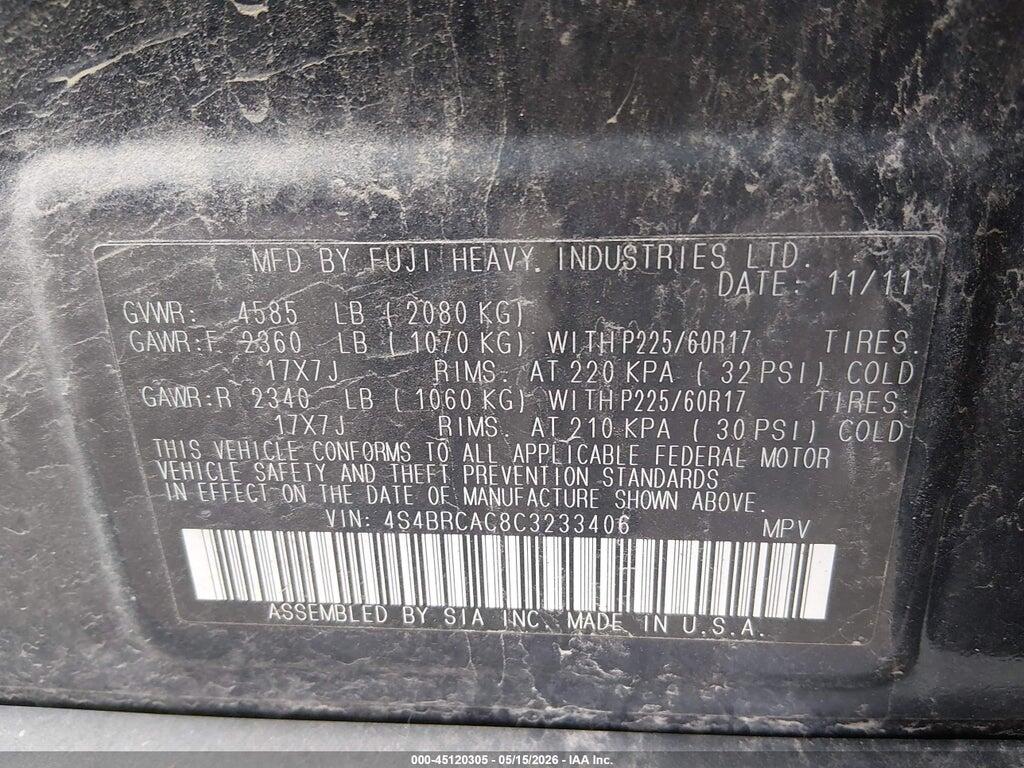4S4BRCAC8C3233406 2012 SUBARU OUTBACK photo no. 9