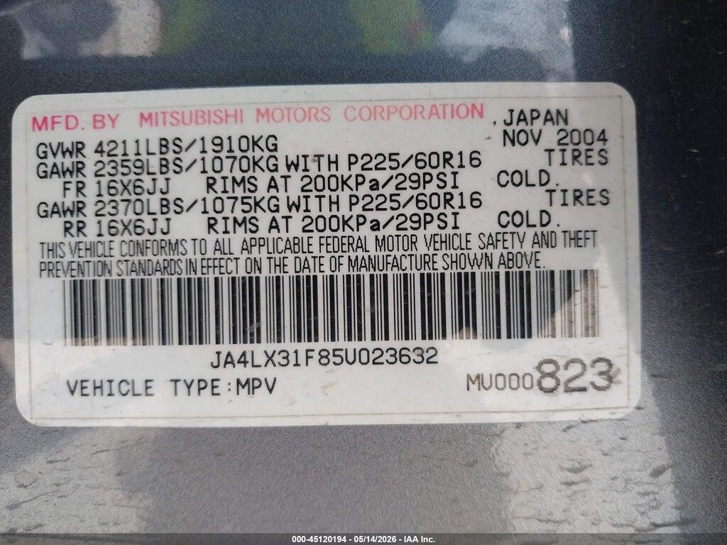 JA4LX31F85U023632 2005 MITSUBISHI OUTLANDER photo no. 9
