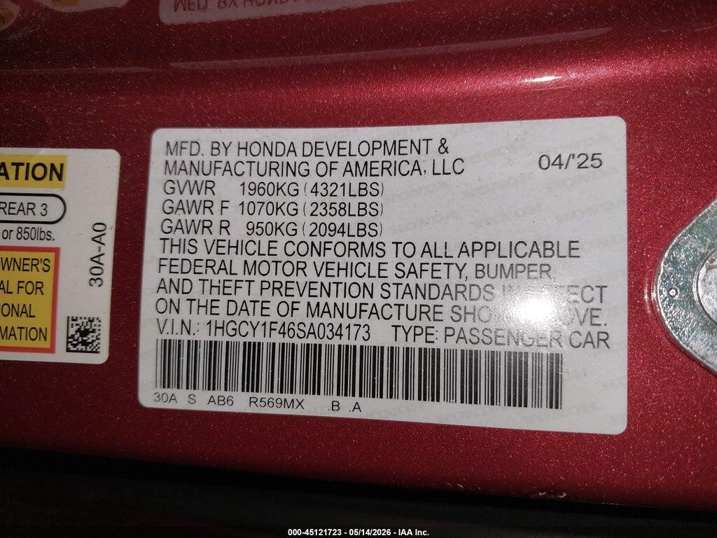 1HGCY1F46SA034173 2025 HONDA ACCORD photo no. 9