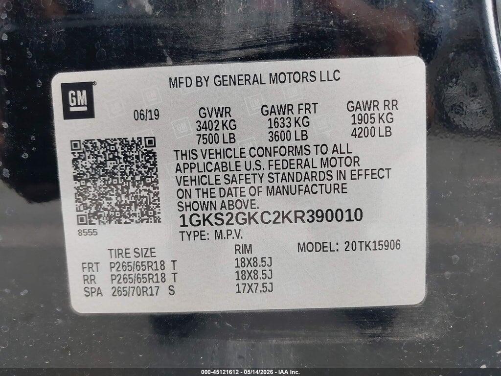 1GKS2GKC2KR390010 2019 GMC YUKON XL photo no. 9