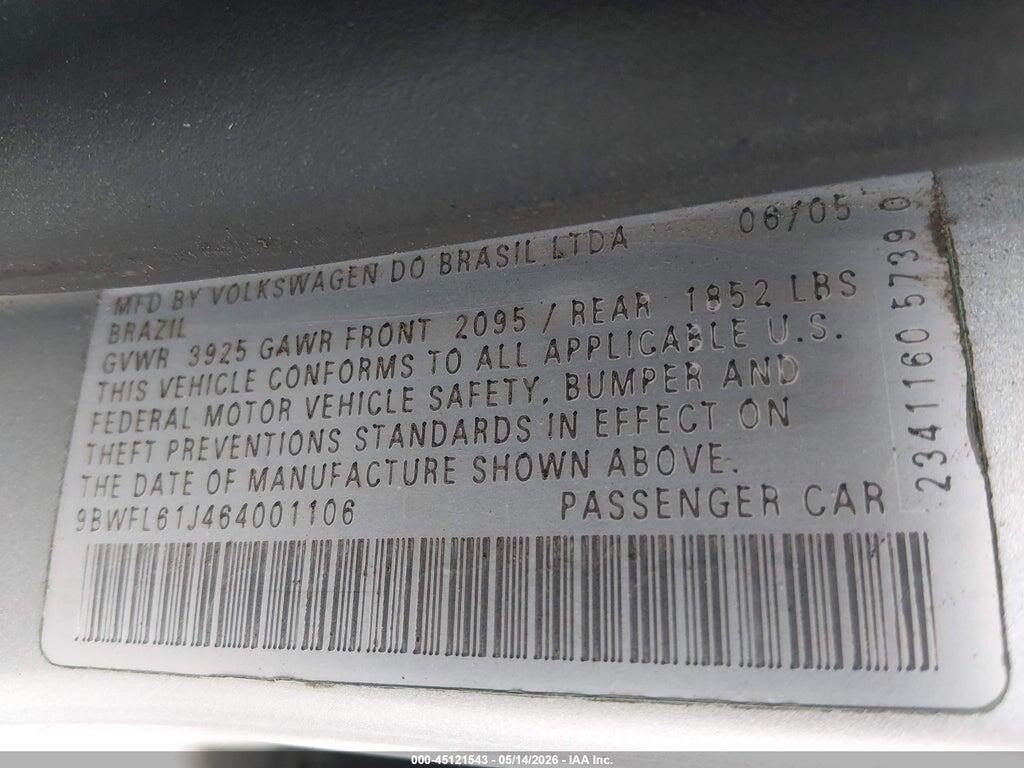 9BWFL61J464001106 2006 VOLKSWAGEN GOLF photo no. 9