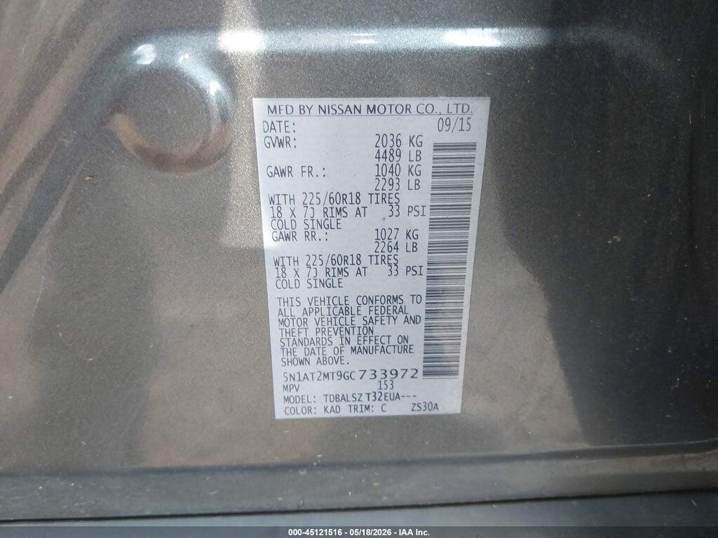 5N1AT2MT9GC733972 2016 NISSAN ROGUE photo no. 9