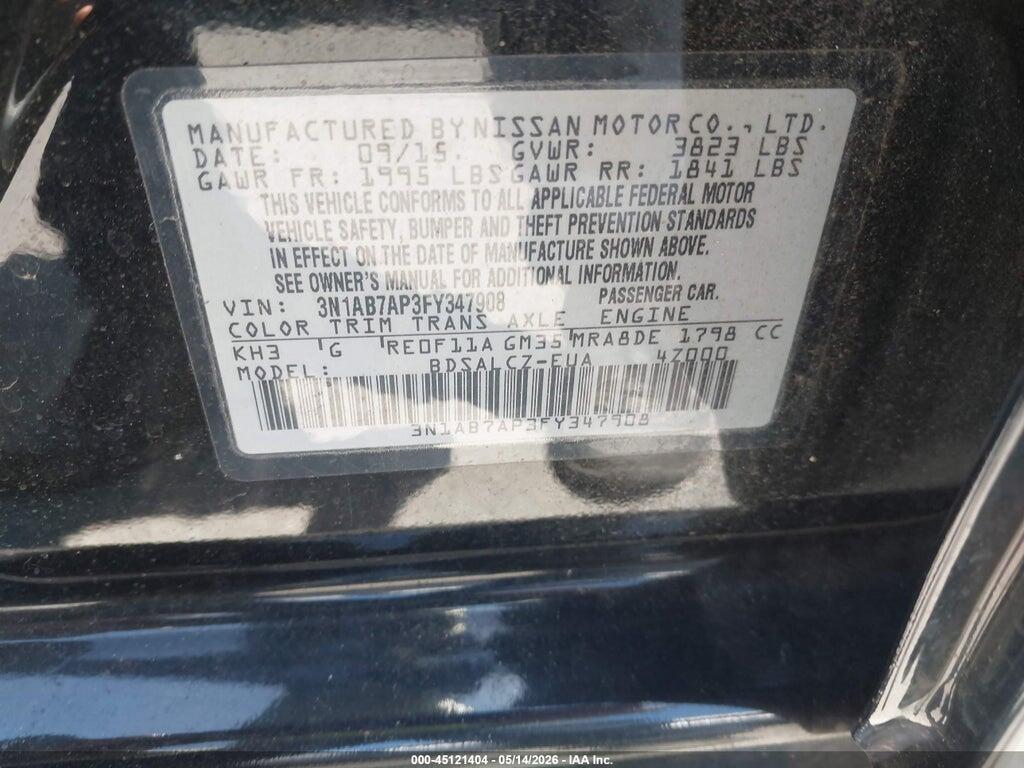 3N1AB7AP3FY347908 2015 NISSAN SENTRA photo no. 9