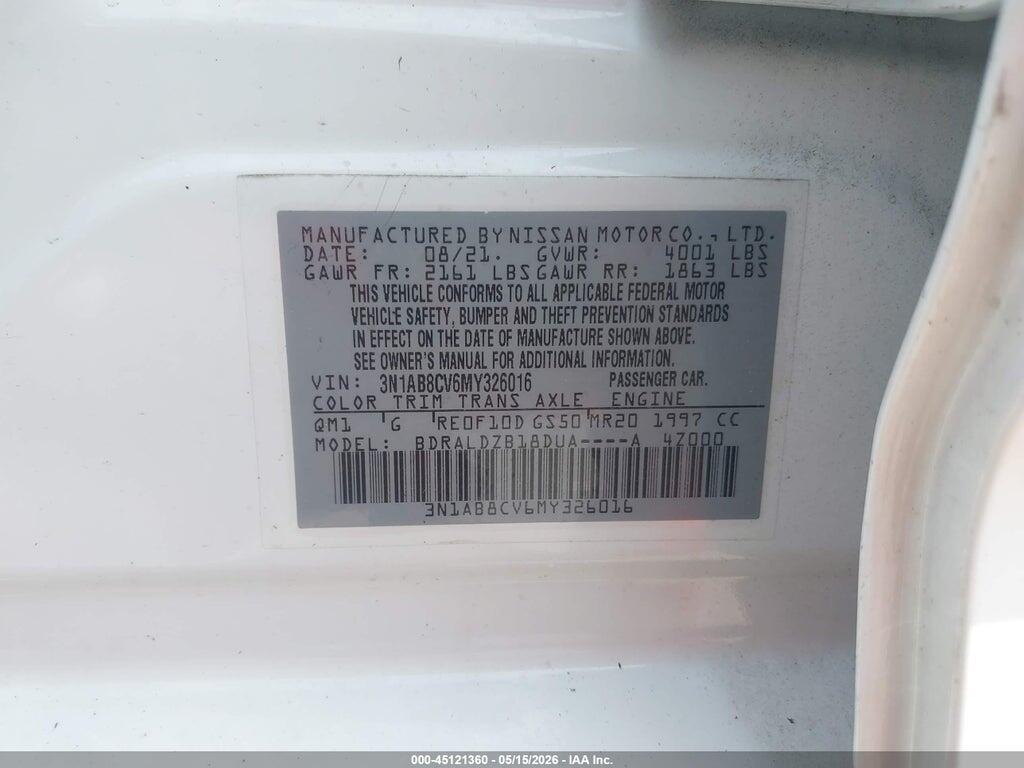 3N1AB8CV6MY326016 2021 NISSAN SENTRA photo no. 9