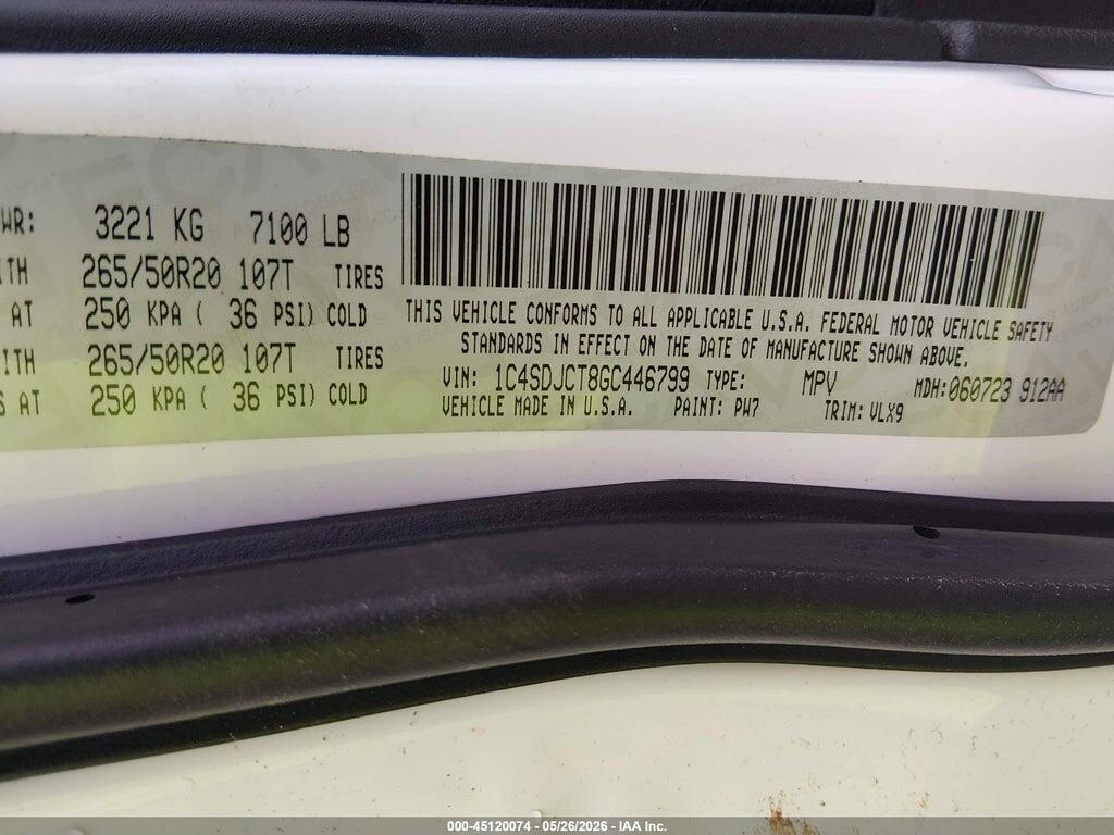 1C4SDJCT8GC446799 2016 DODGE DURANGO photo no. 9
