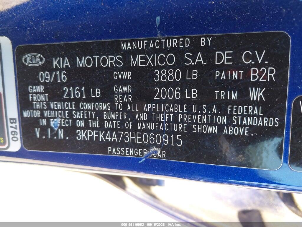 3KPFK4A73HE060915 2017 KIA FORTE photo no. 9