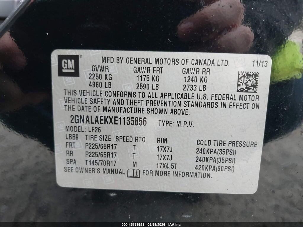 2GNALAEKXE1135856 2014 CHEVROLET EQUINOX photo no. 9