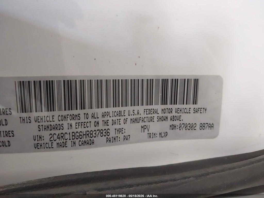 2C4RC1BG6HR837836 2017 CHRYSLER PACIFICA photo no. 9