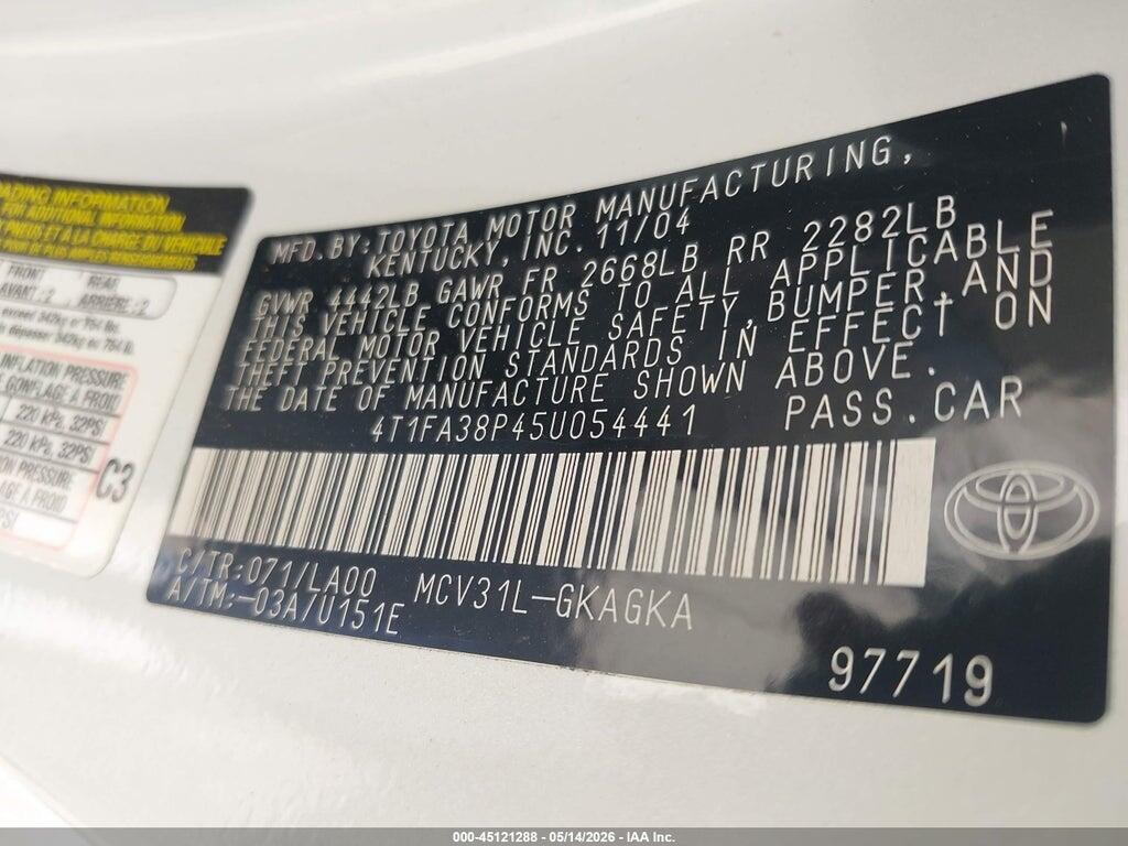 4T1FA38P45U054441 2005 TOYOTA CAMRY SOLARA photo no. 9