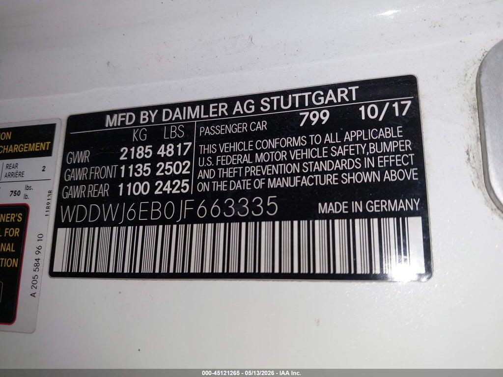 WDDWJ6EB0JF663335 2018 MERCEDES-BENZ AMG C 43 photo no. 9