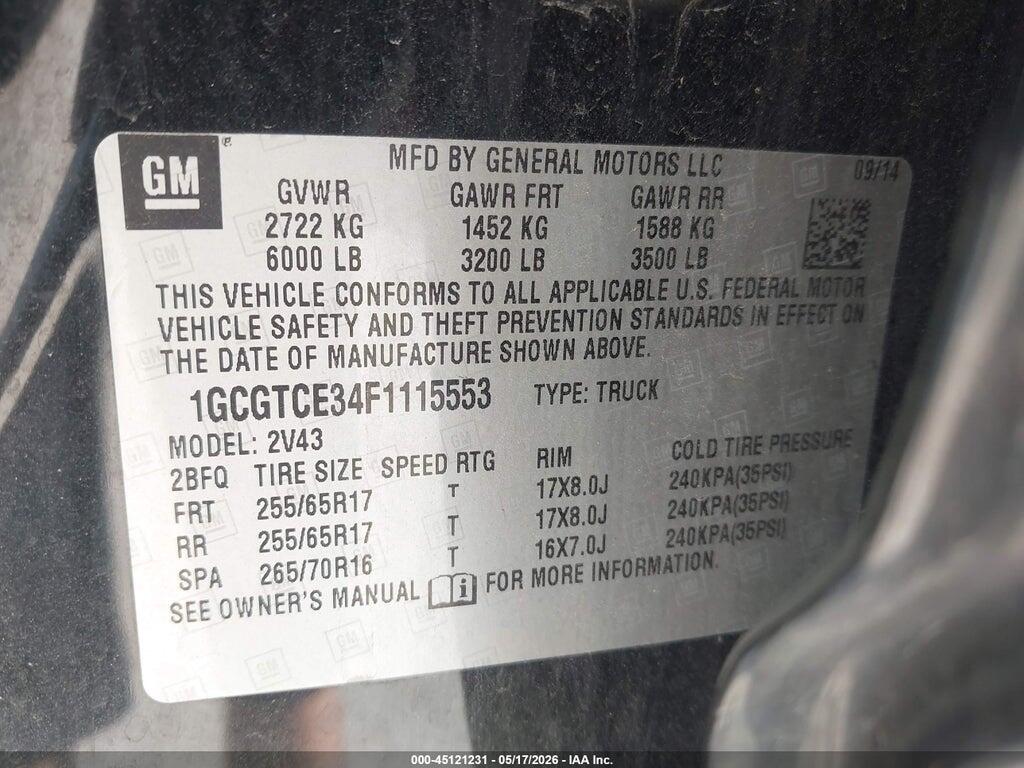 1GCGTCE34F1115553 2015 CHEVROLET COLORADO photo no. 9