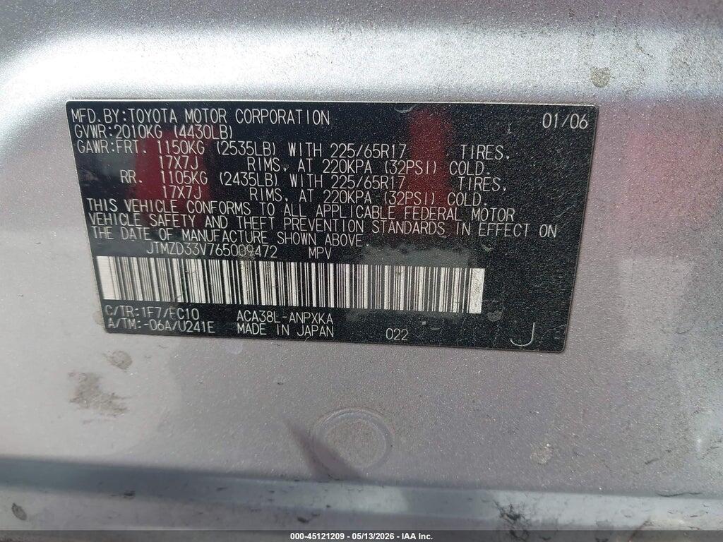 JTMZD33V765009472 2006 TOYOTA RAV4 photo no. 9
