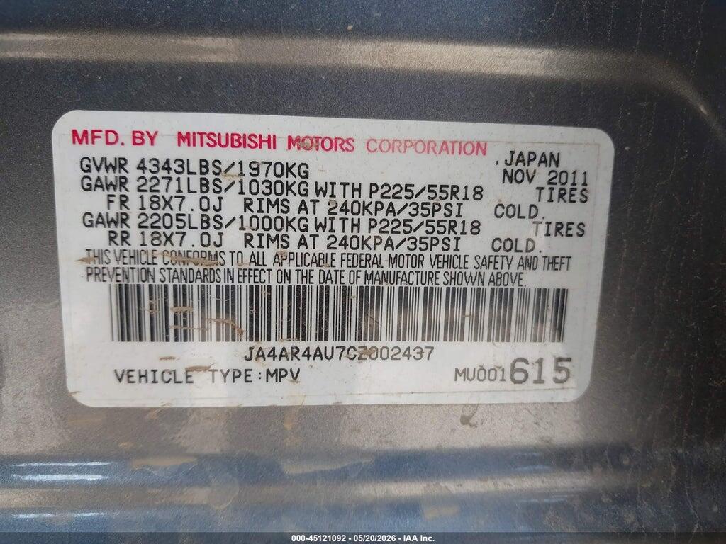 JA4AR4AU7CZ002437 2012 MITSUBISHI OUTLANDER SPORT photo no. 9