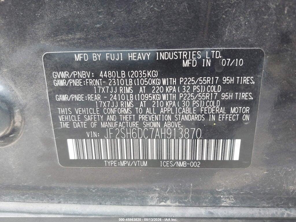 JF2SH6DC7AH913870 2010 SUBARU FORESTER photo no. 9