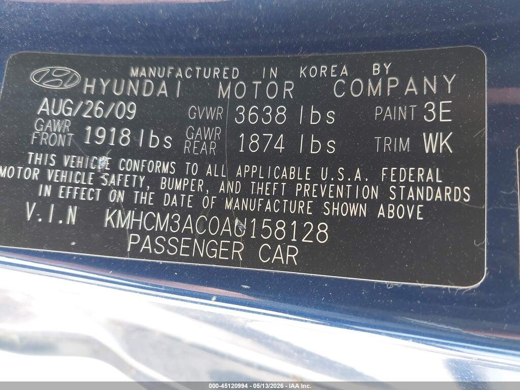 KMHCM3AC0AU158128 2010 HYUNDAI ACCENT photo no. 9