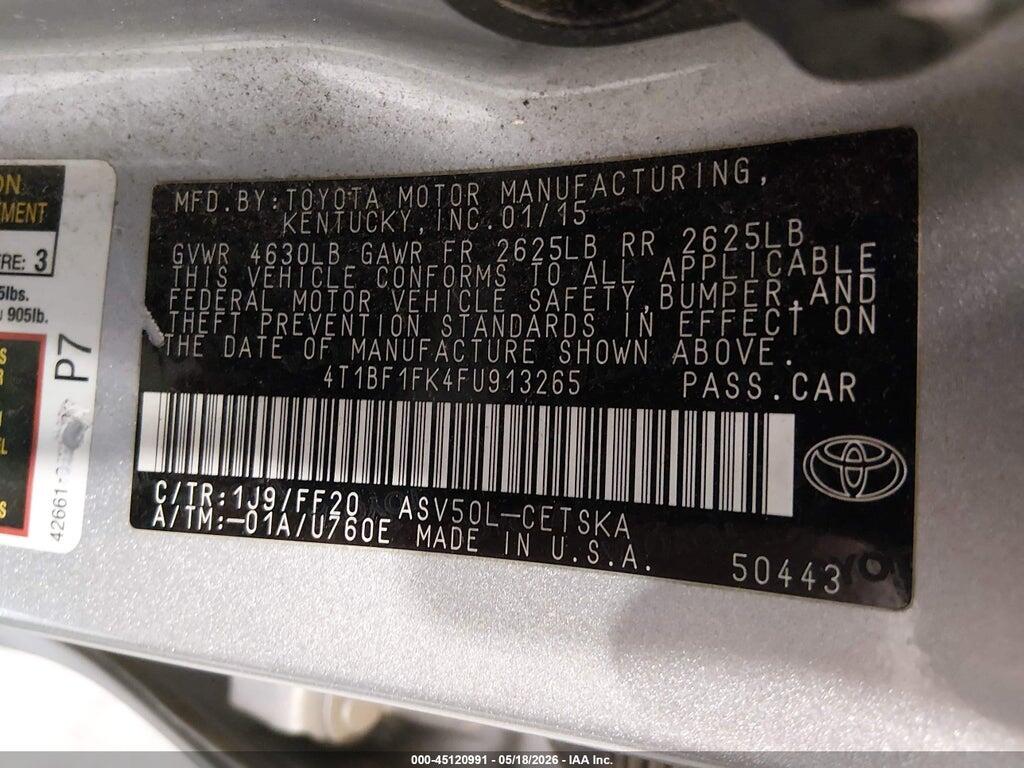 4T1BF1FK4FU913265 2015 TOYOTA CAMRY photo no. 9