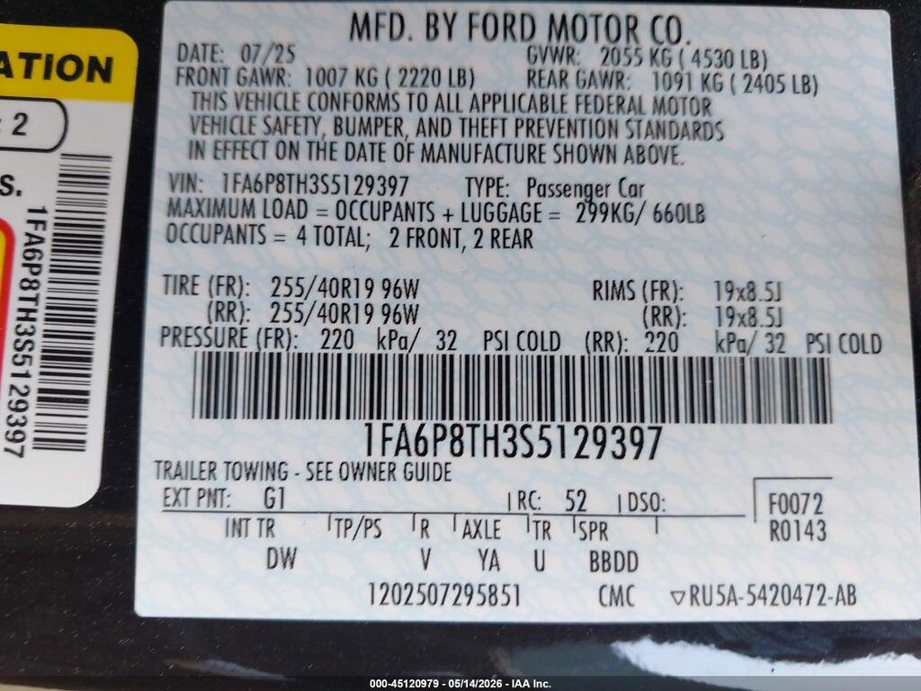 1FA6P8TH3S5129397 2025 FORD MUSTANG photo no. 9
