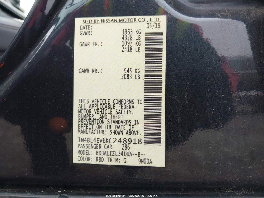 1N4BL4EV6KC248918 2019 NISSAN ALTIMA photo no. 9