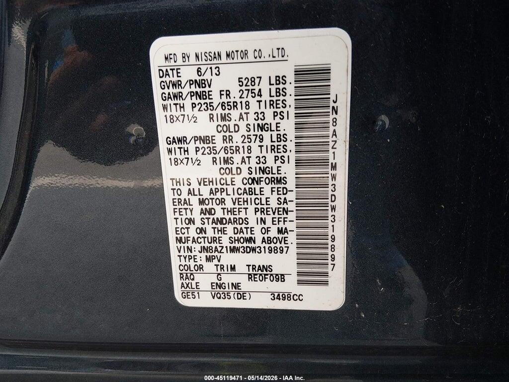 JN8AZ1MW3DW319897 2013 NISSAN MURANO photo no. 9
