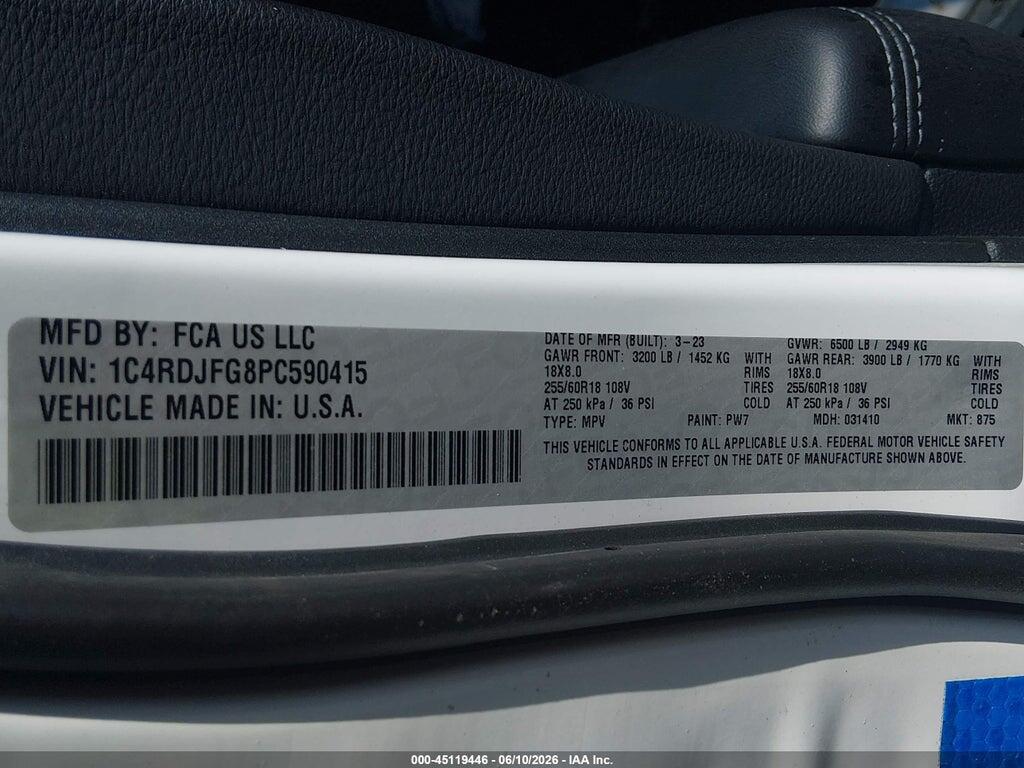 1C4RDJFG8PC590415 2023 DODGE DURANGO photo no. 9