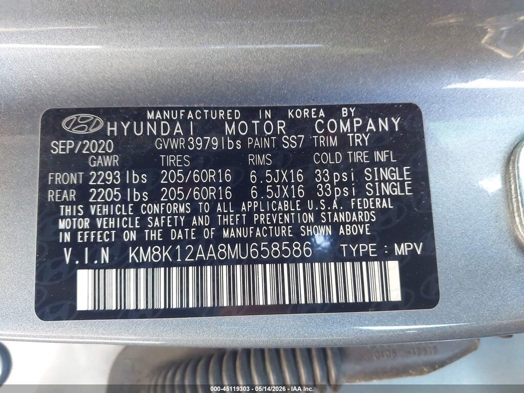 KM8K12AA8MU658586 2021 HYUNDAI KONA photo no. 9