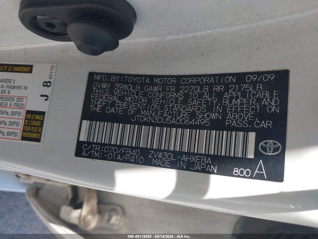 JTDKN3DU5A0064495 2010 TOYOTA PRIUS photo no. 9