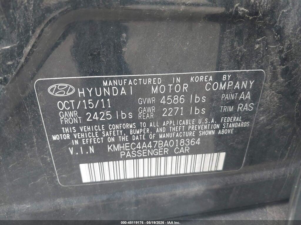 KMHEC4A47BA018364 2011 HYUNDAI SONATA HYBRID photo no. 9
