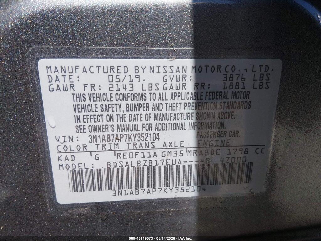 3N1AB7AP7KY352104 2019 NISSAN SENTRA photo no. 9