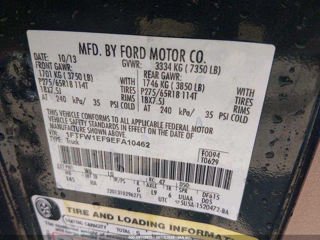 1FTFW1EF9EFA10462 2014 FORD F-150 photo no. 9