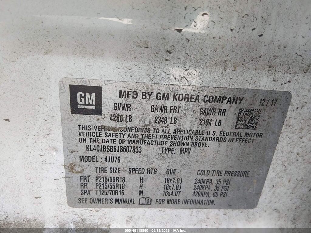 KL4CJBSB6JB607833 2018 BUICK ENCORE photo no. 9