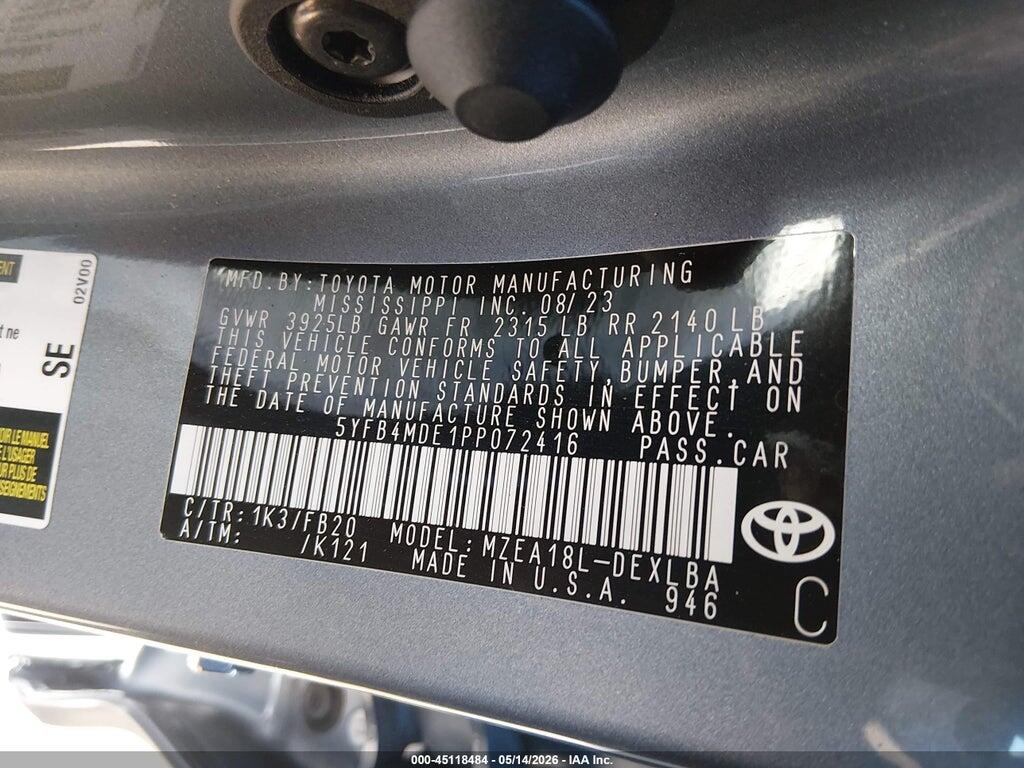 5YFB4MDE1PP072416 2023 TOYOTA COROLLA photo no. 9